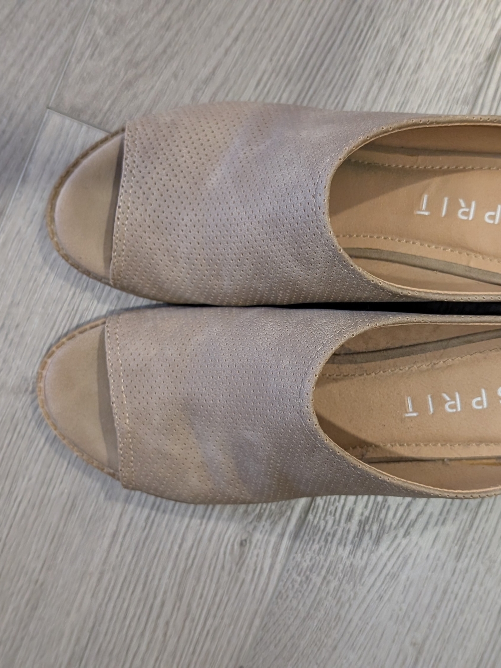 Esprit Taupe Peep-Toe Slip-On Sandals